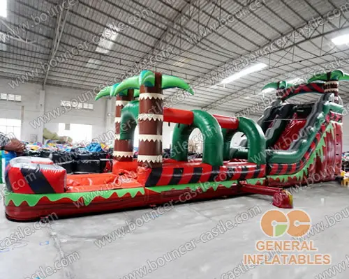   Inflatable palm tree water slide n slip with pool