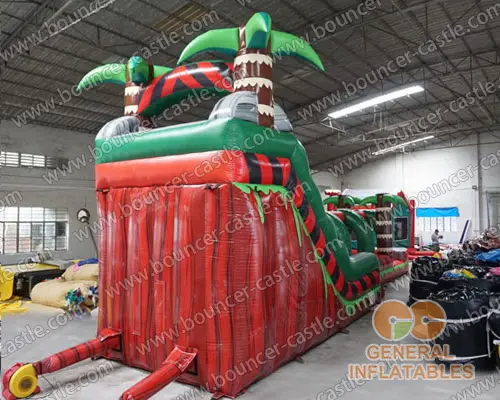   Inflatable palm tree water slide n slip with pool