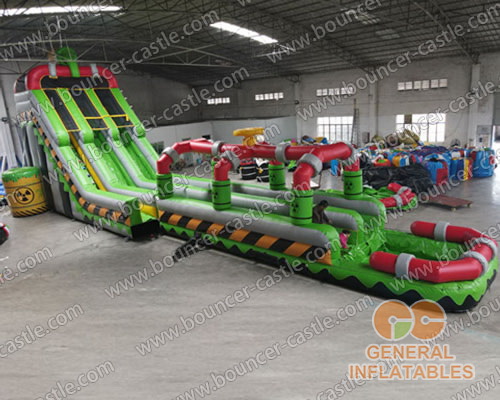 GWS-335 Inflatable Toxic nuclear dual water slide n slip with pool