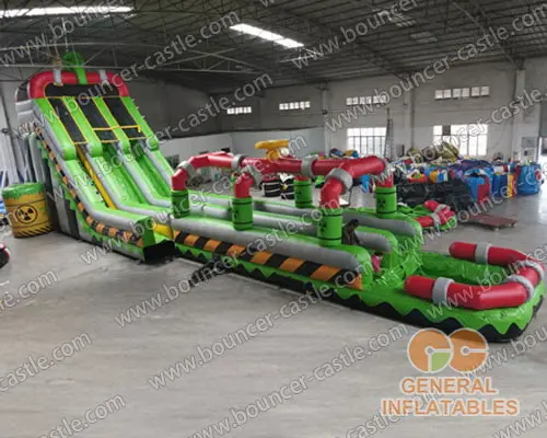  Inflatable Toxic nuclear dual water slide n slip with pool