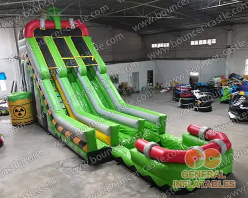  Inflatable Toxic nuclear dual water slide n slip with pool