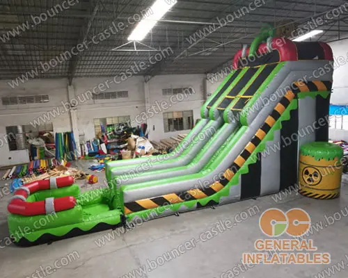  Inflatable Toxic nuclear dual water slide n slip with pool