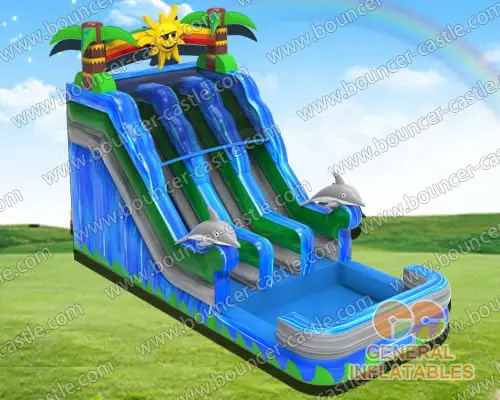 Water slide with sealed pool