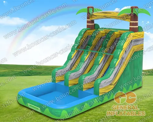 Water slide with sealed pool