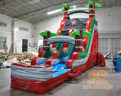 Jungle water slide with removable pool