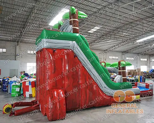 Jungle water slide with removable pool