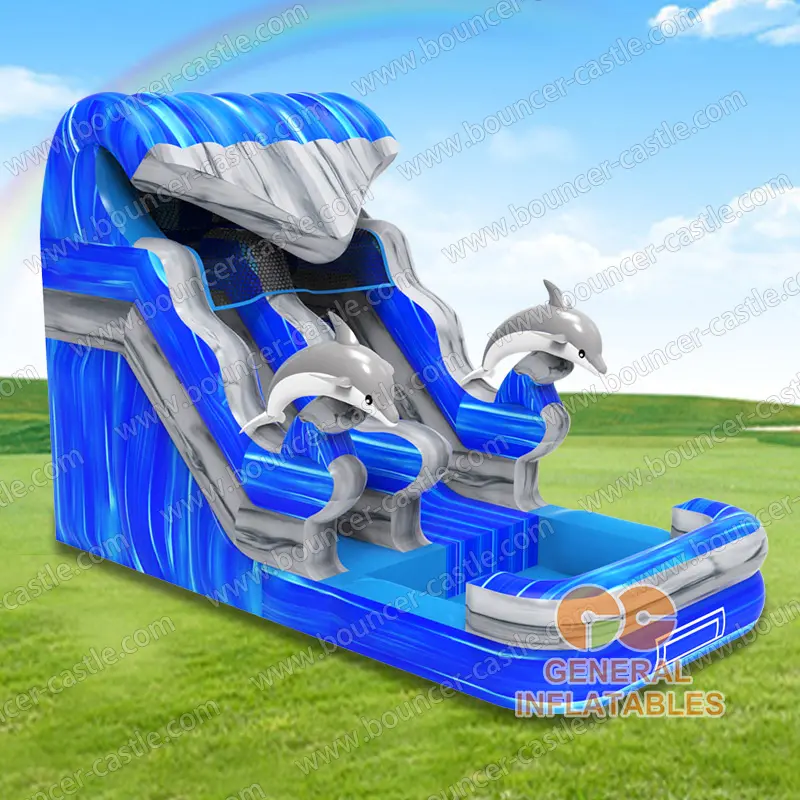 Water slide with sealed pool