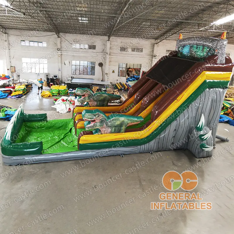 Dinosaur water slide dual lane