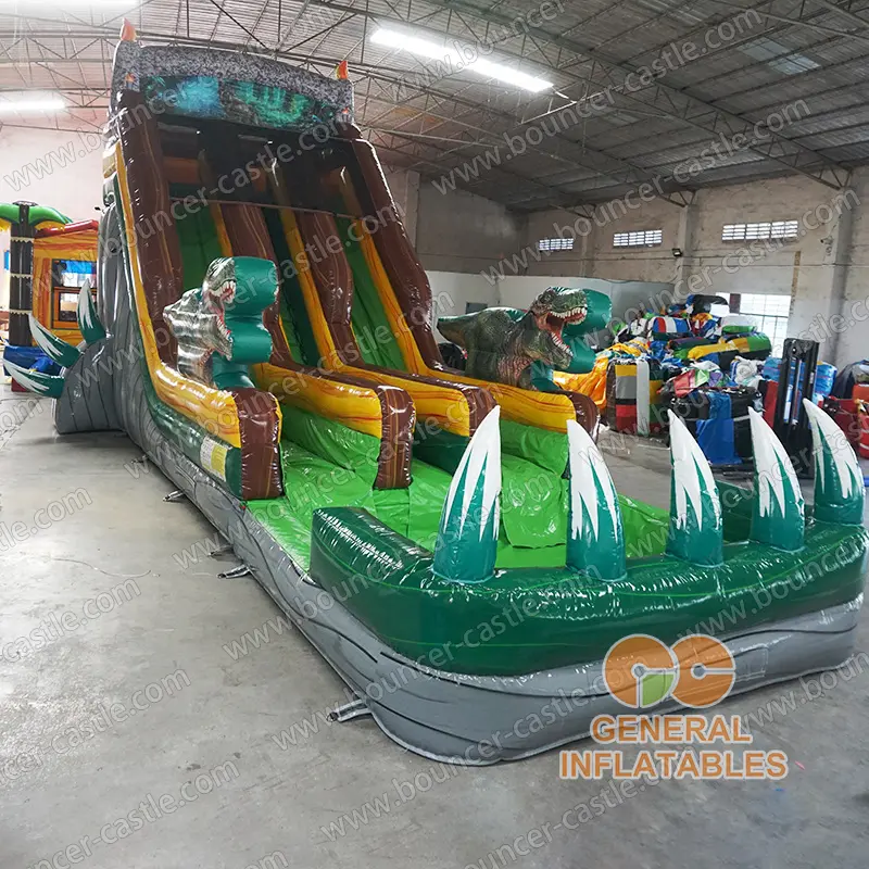 Dinosaur water slide dual lane