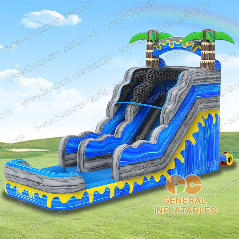 Water slide with sealed pool