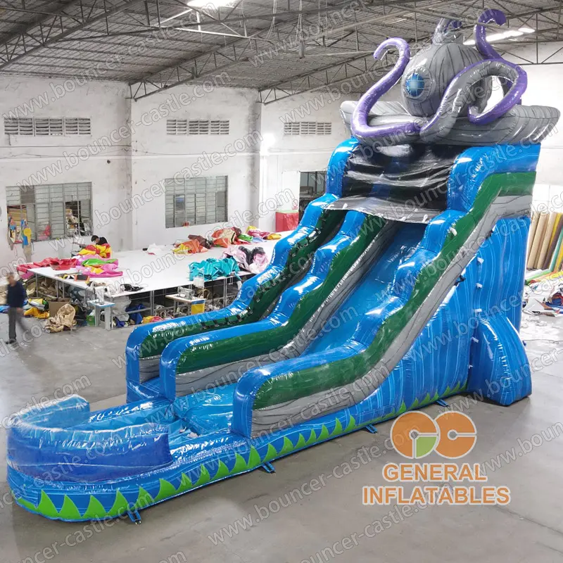 Water slide with sealed pool