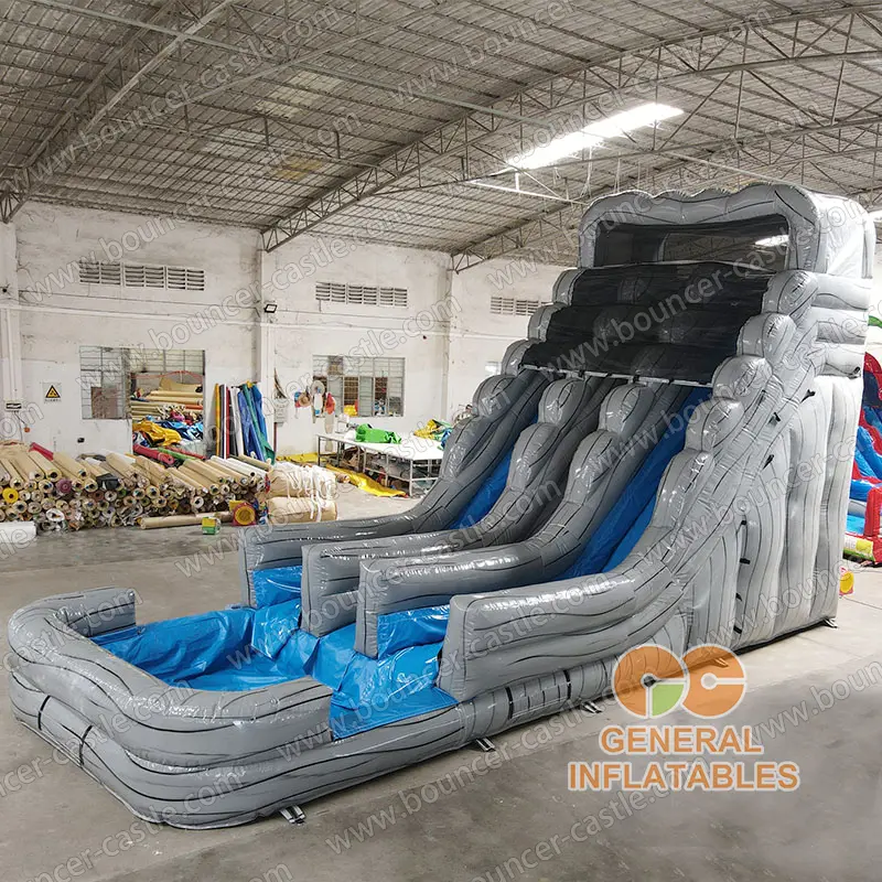 Grey marble dual lane water slides