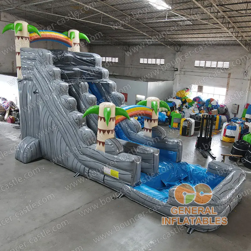 Water slide with sealed pool