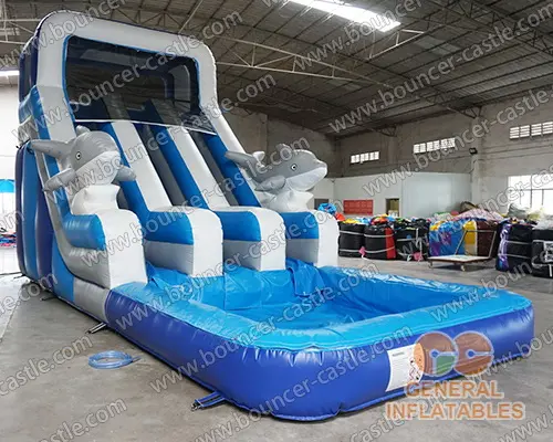 Water slide with sealed pool