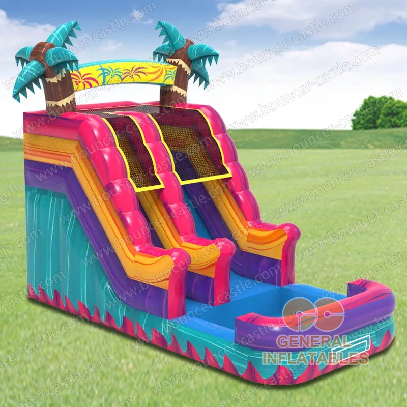 Water slide with sealed pool