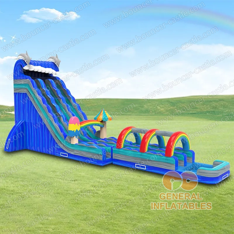 Water slide with sealed pool