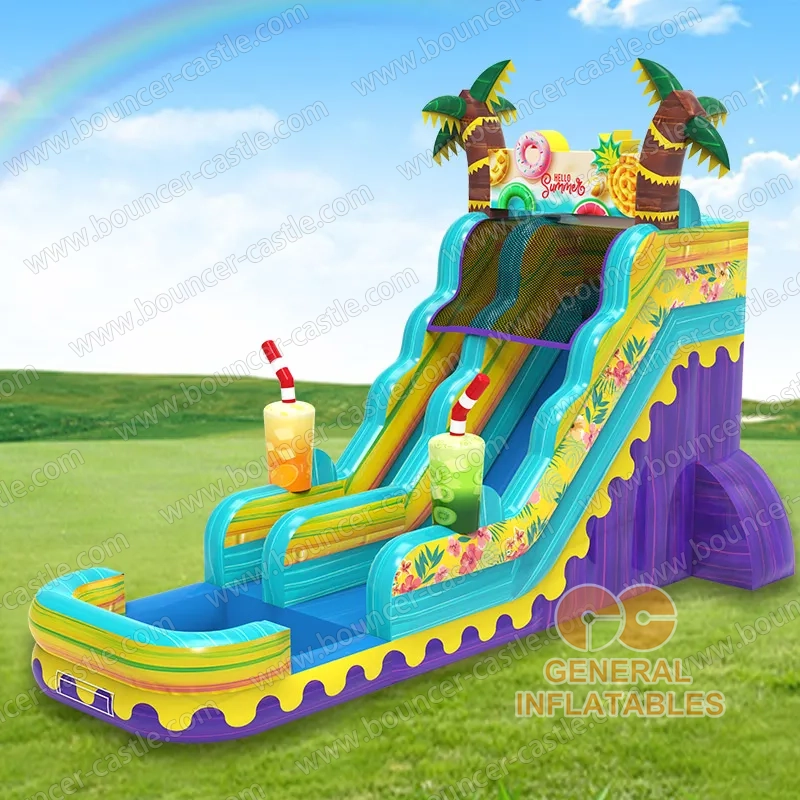 Water slide with sealed pool