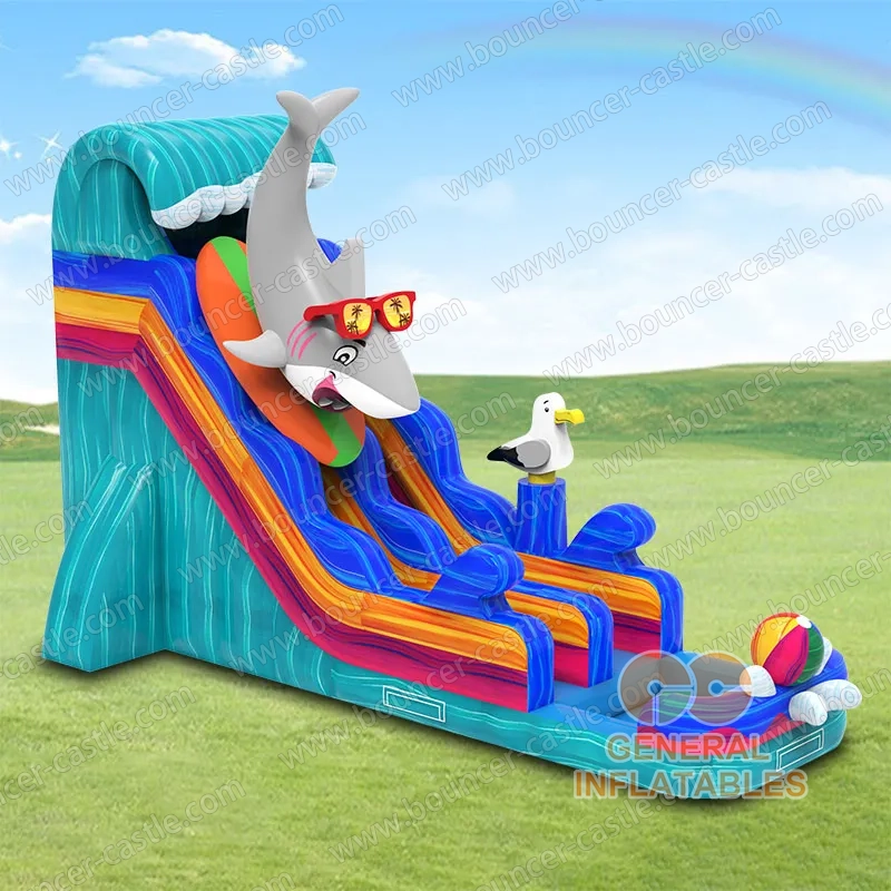 Water slide with sealed pool