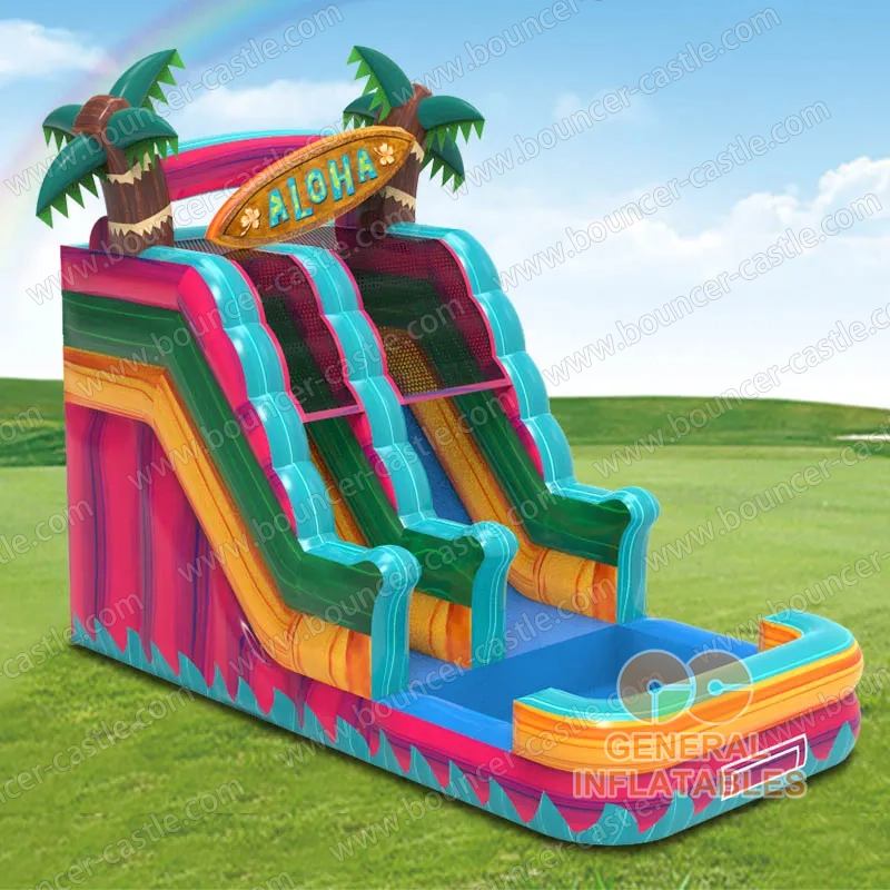 Water slide with sealed pool