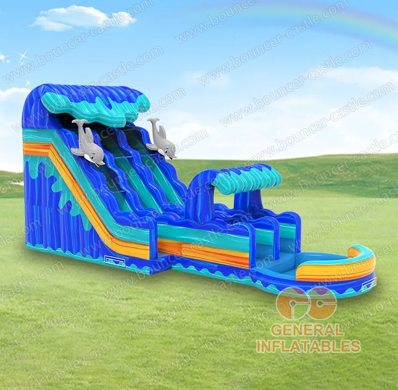 Water slide with sealed pool