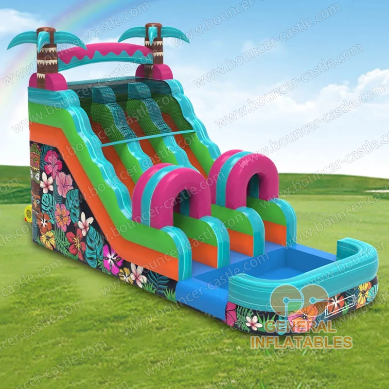 Water slide with sealed pool