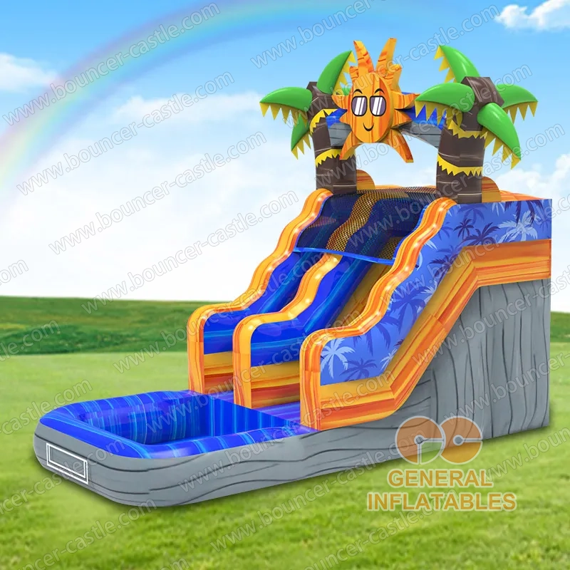 Water slide with sealed pool