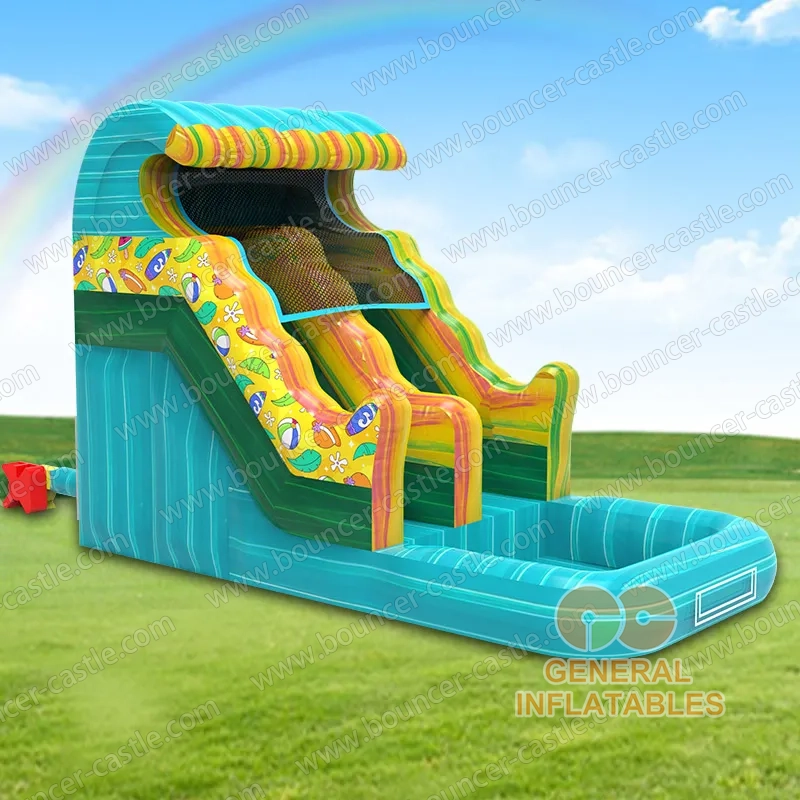 Water slide with sealed pool