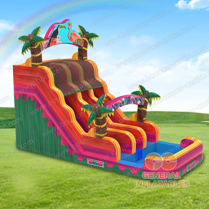 Water slide with sealed pool