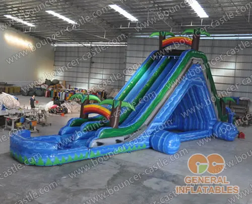 Water slide with sealed pool