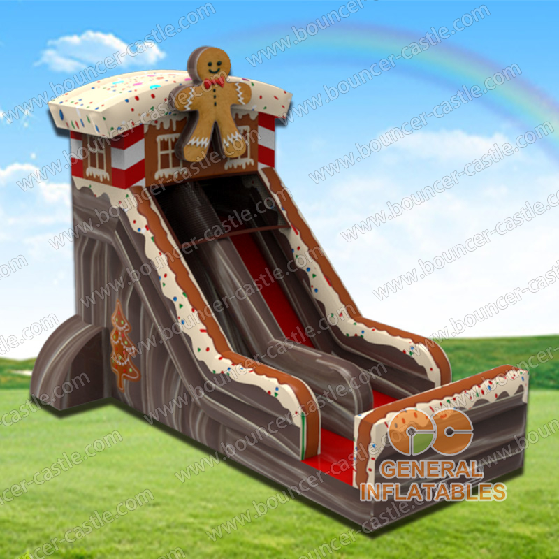Gingerbread man inflatable water slide