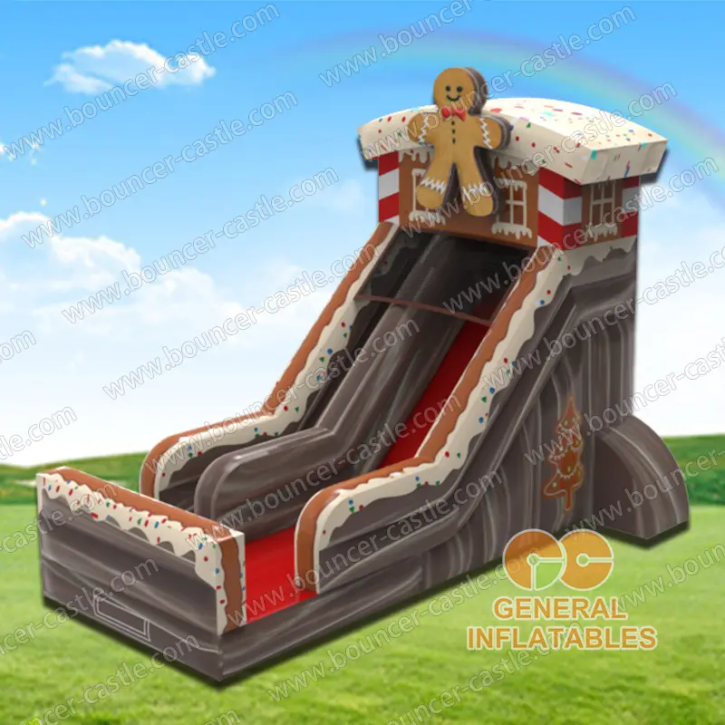 Gingerbread man inflatable slide