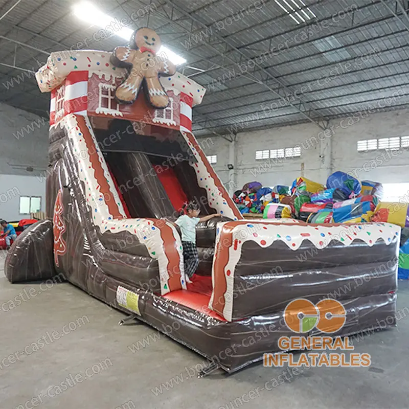 Gingerbread man inflatable slide