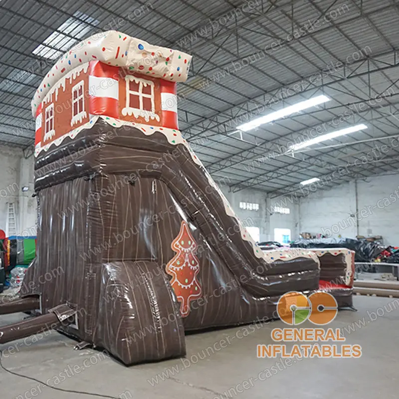 Gingerbread man inflatable slide